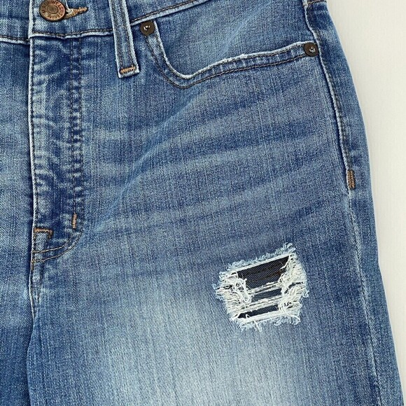 Madewell Size 28T Distressed 9” High Rise Skinny Raw Hem Blue Jeans - Picture 8 of 14